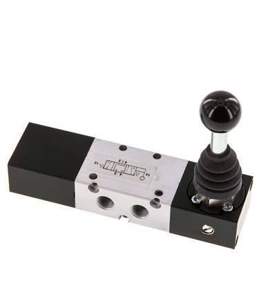 5/3 G1/8'' Midden Gesloten Handbediend Hefboom Ventiel -0.95-10bar/-13.2-140psi