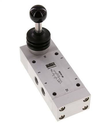 5/3 G1/4'' Centrum Gesloten Handbediend Hefboom Ventiel 0-12bar/0-168psi Airtec