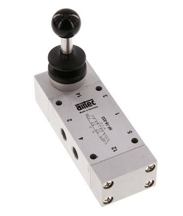 5/3 G1/8'' Middenuitlaat Handbediend Hefboom Ventiel 0-10bar/0-140psi Airtec