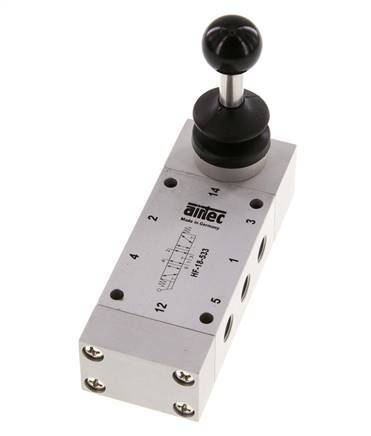 5/3 G1/8'' Middenuitlaat Handbediend Hefboom Ventiel 0-10bar/0-140psi Airtec