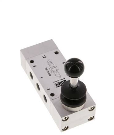 5/3 G1/8'' Middenuitlaat Handbediend Hefboom Ventiel 0-10bar/0-140psi Airtec