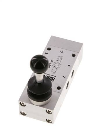 5/3 G1/8'' Middenuitlaat Handbediend Hefboom Ventiel 0-10bar/0-140psi Airtec