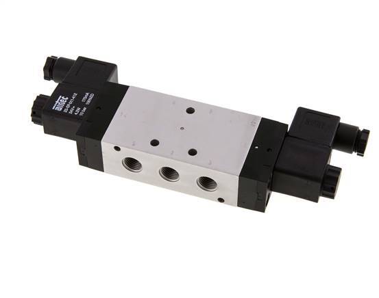 5/3 G1/4'' Middendruk Magneetventiel 24V DC 3-10bar/42-140psi Airtec