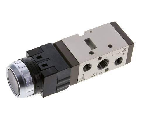 5/2 G1/4'' (G1/8'') Drukknop Ventiel Zwart 0-8bar/0-112psi YPC