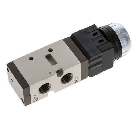5/2 G1/4'' (G1/8'') Drukknop Ventiel Zwart 0-8bar/0-112psi YPC