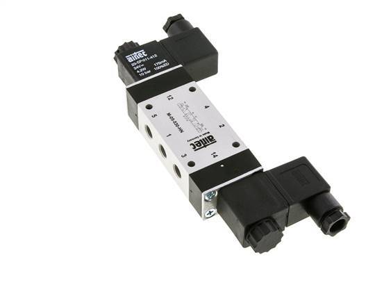 5/3 G1/8'' Midden Gesloten Magneetventiel 12V DC 3-8bar/42-112psi Airtec