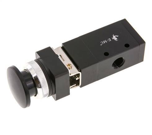 3/2 G1/4'' Universal Palm Button Valve Black 0-8bar/0-112psi E.MC