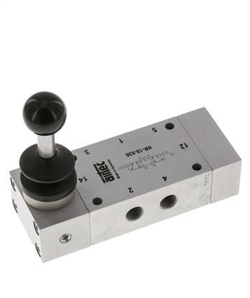 5/3 G1/8'' Midden Gesloten Handbediend Hefboom Ventiel Detent 0-10bar/0-140psi Airtec