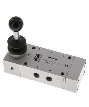 5/3 G1/8'' Midden Gesloten Handbediend Hefboom Ventiel Detent 0-10bar/0-140psi Airtec