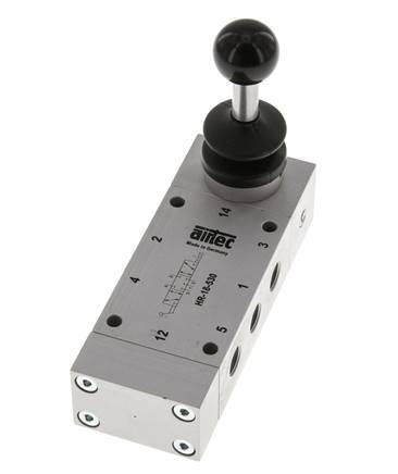 5/3 G1/8'' Midden Gesloten Handbediend Hefboom Ventiel Detent 0-10bar/0-140psi Airtec