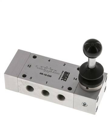 5/3 G1/8'' Midden Gesloten Handbediend Hefboom Ventiel Detent 0-10bar/0-140psi Airtec