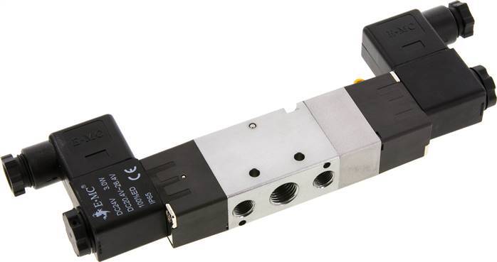 5/3 G1/4'' (G1/8'') Center Closed Solenoid Valve 12V DC 1.5-8bar/21.0-112psi E.MC