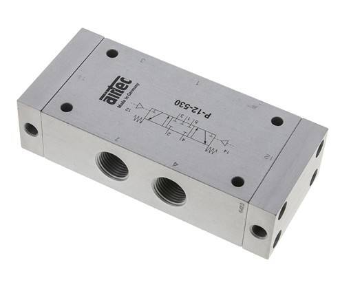 5/3 G1/2'' Midden Gesloten Luchtgestuurd Ventiel 0-10bar/0-140psi Airtec
