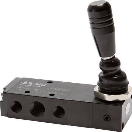 5/3 G1/4'' (G1/8'') Midden Gesloten Handbediend Hefboom Ventiel Detent 0-8bar/0-112psi E.MC