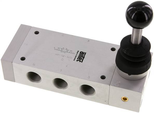 5/3 G1/2'' Midden Gesloten Handbediend Hefboom Ventiel Detent 0-12bar/0-168psi Airtec