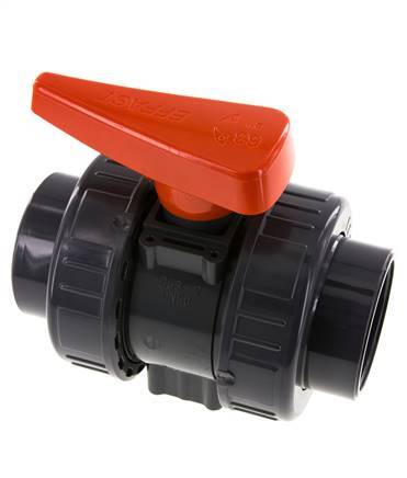 PVC 2-weg Kogelkraan Dubbele Wartel 63 mm Sok EPDM