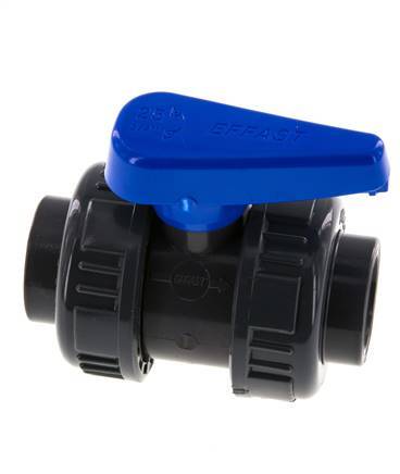PVC 2-way Ball Valve True Union 25 mm Socket EPDM