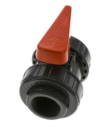PVC 2-weg Kogelkraan Dubbele Wartel Rp 1 1/2'' EPDM