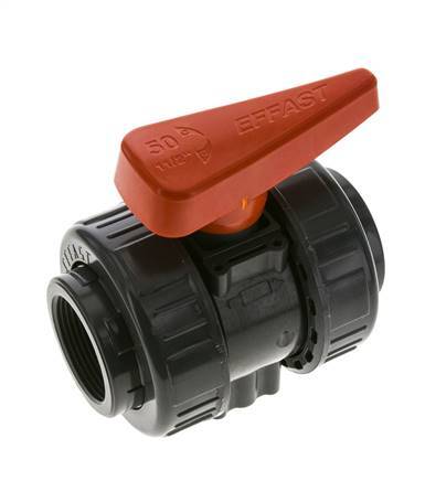 PVC 2-weg Kogelkraan Dubbele Wartel Rp 1 1/2'' EPDM