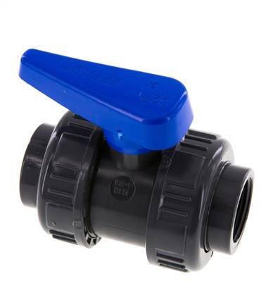 PVC 2-weg Kogelkraan Dubbele Wartel Rp 1'' EPDM