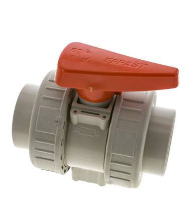 PP-H 2-weg Kogelkraan Dubbele Wartel 63 mm EPDM