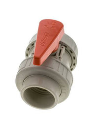 PP-H 2-weg Kogelkraan Dubbele Wartel 63 mm EPDM