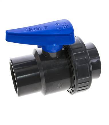 PVC 2-weg Kogelkraan Enkele Wartel 63 mm Sokkel EPDM