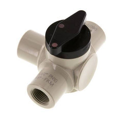PP 3-weg Kogelkraan G 1/2'' FKM Vacuüm