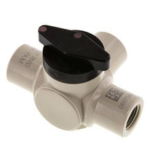 PP 3-weg Kogelkraan G 1/2'' FKM Vacuüm
