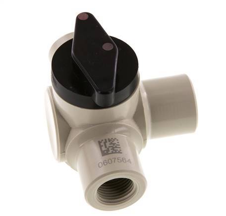 PP 3-weg Kogelkraan G 1/2'' FKM Vacuüm