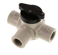 PP 3-weg Kogelkraan G 1/2'' FKM Vacuüm