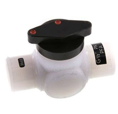 PFA 3-weg Kogelkraan G 1/2'' FKM Vacuüm