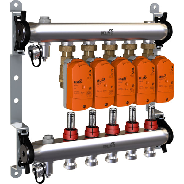 Belimo Manifold 5 X Zonekleppen 24VAC/DC 75s 2-10V 1Nm IP40 Aansluitklem EM-ECQ-05F/CQ24A-SR-T