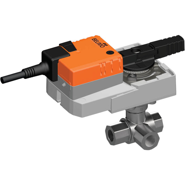 Belimo 3-Weg Kogelkraan Rp1/2 Kvs5.5 100-240VAC 90s 2/3-Punt 20Nm IP67 R3015-BL1/SR230P