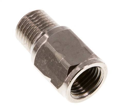 R/Rp 1/4'' M/V Mini Terugslagklep Vernikkeld Messing 10 bar (145 psi) FKM Met Veer