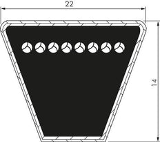 Klassieke Imperiaal V-snaar C56 22x14 Li-1425mm Ld-1483mm DIN 2215