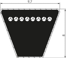 Narrow Metric V-belt SPZ 9.7x8 Li-1199mm Ld-1237mm DIN 7753